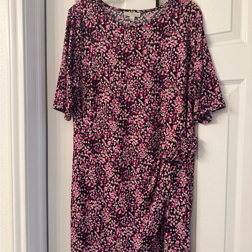 Dana Buchman Pink and Black Ruched Sheath Dress